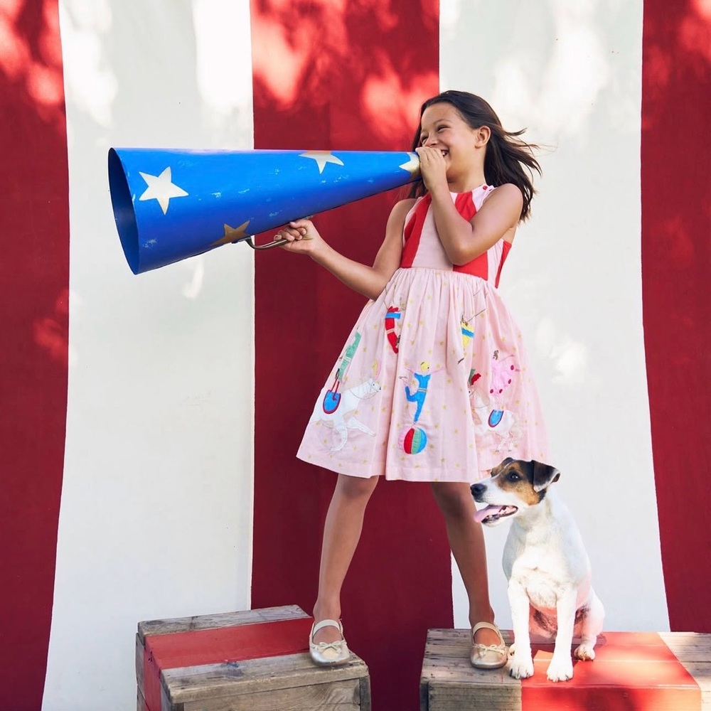 Mini Boden Pink Dress with Circus Print